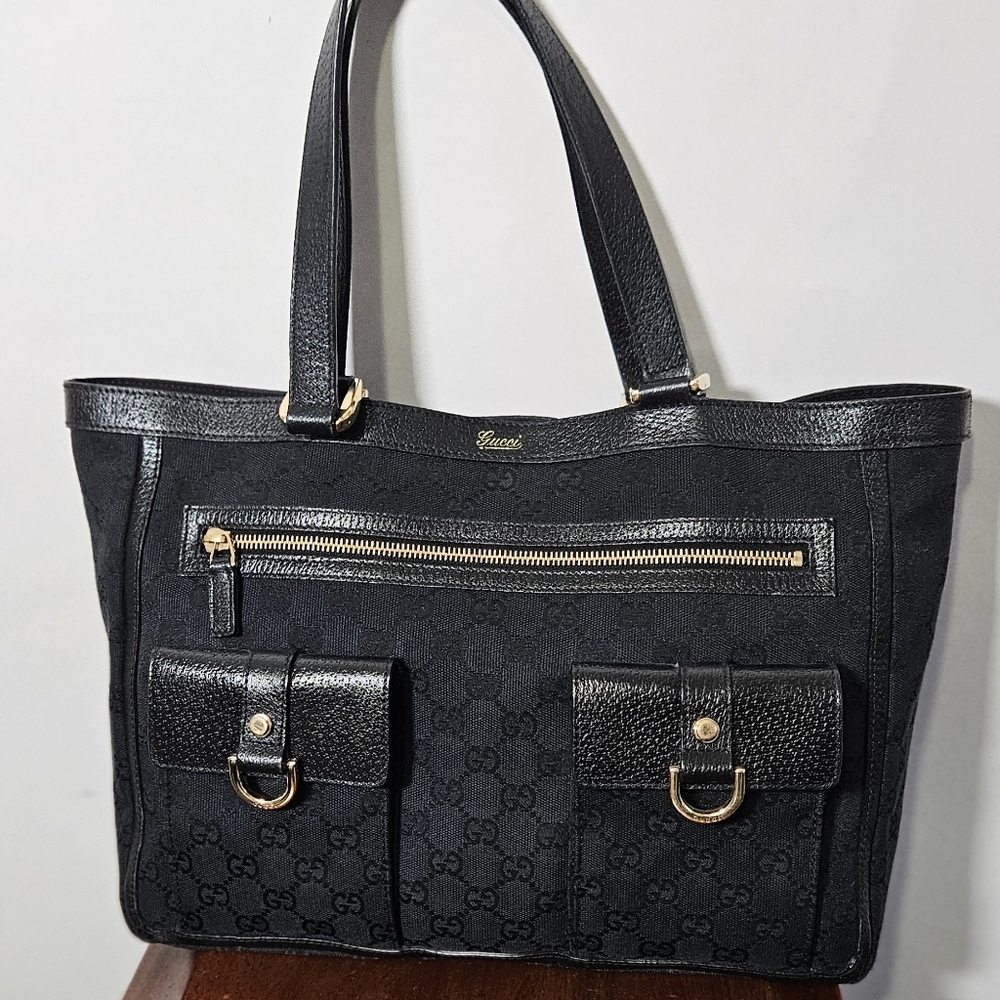 Vtg Gucci Abbey D ring GG monogram canvas tote Career Classic Travel No Bundles - Picture 8 of 14